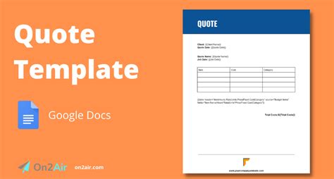 Quote Template Google Docs On2Air