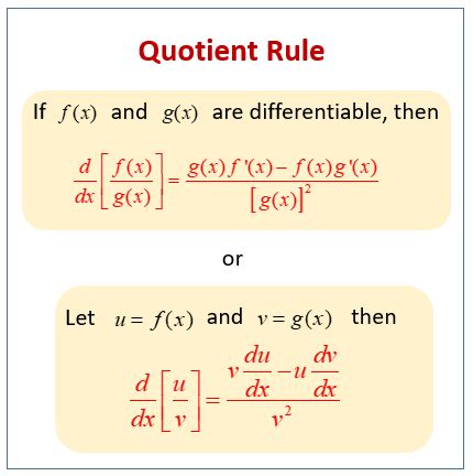 Quotient Rule Quotient rule, Learning mathematics, Math methods
