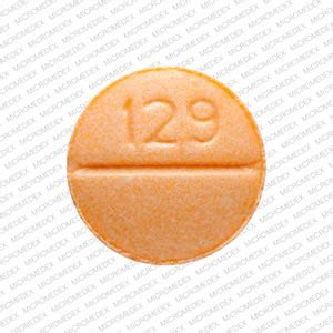 R 129 orange pill. Enter the imprint code that appears on the pill. Example: L484; Select the the pill color (optional). Select the shape (optional). Alternatively, search by drug name or NDC code using the fields above. Tip: Search for the imprint first, then refine by color and/or shape if you have too many results. 