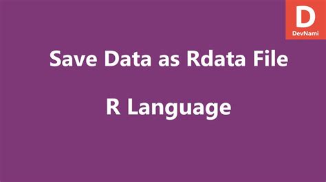 R Programming Save Data as rdata file YouTube