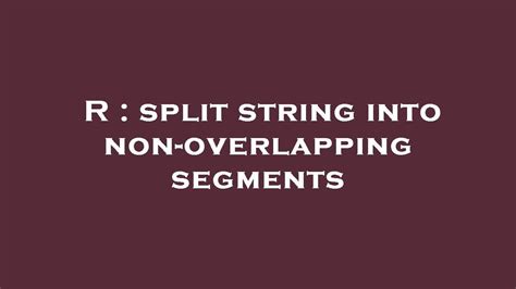 R split string into lines.  May 4, 2025 · This article explains how to split...