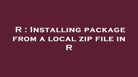 R zip package. .  Easily search the documentation for every version of every R package...
