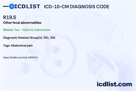 R19.5 - Other fecal abnormalities ICD-10-CM - Unbound Medicine