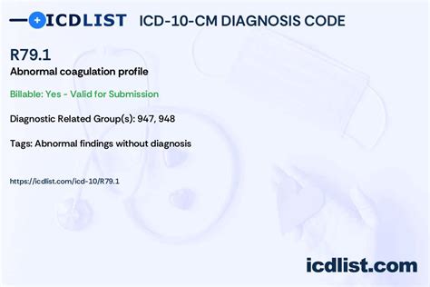 R79.1 - ICD-10 Code for Abnormal coagulation profile - Billable