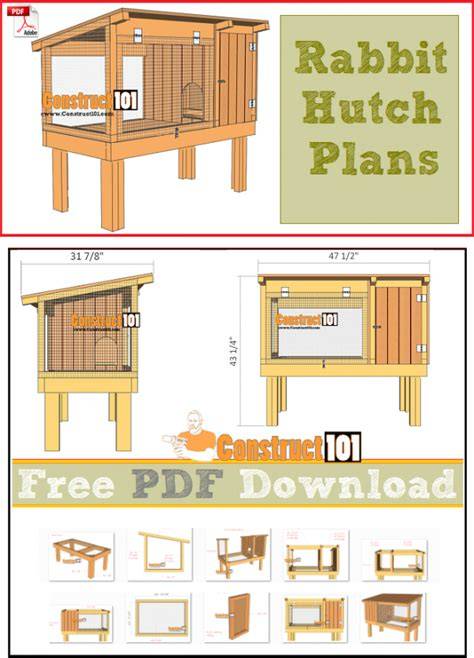 Rabbit Hutch Plans - Step-By-Step Plans - Construct101 - raincitystudios.com