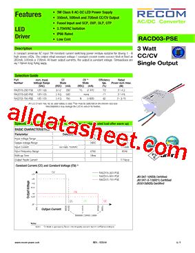 RACD03-350-PSE Datasheet(PDF) - Recom International Power