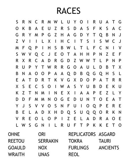 RACES Word Search WordMint