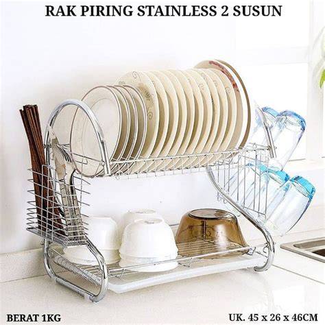 Rak Piring Stainless Minimalis 2 Susun Tingkat - NATS Cw24354 - raincitystudios.com