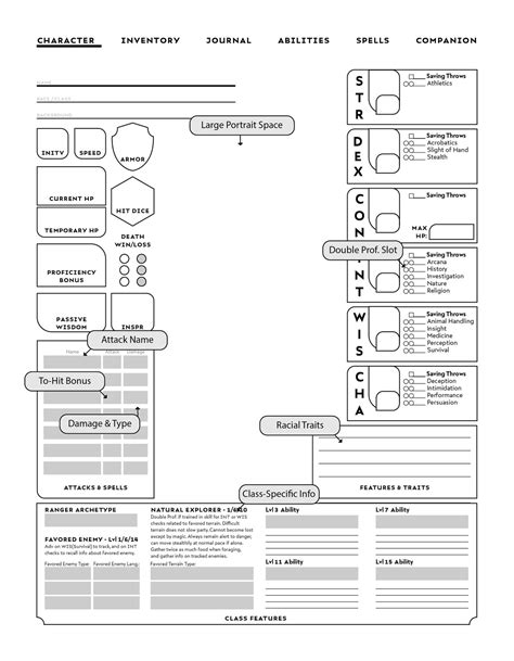 RANGERSPECIFIC D&D Character Sheet Etsy