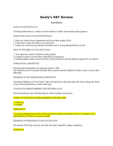 RBT Review data) on behavior skills and measuring their progress WHAT