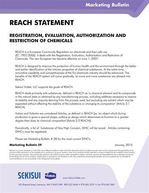 REACH STATEMENT