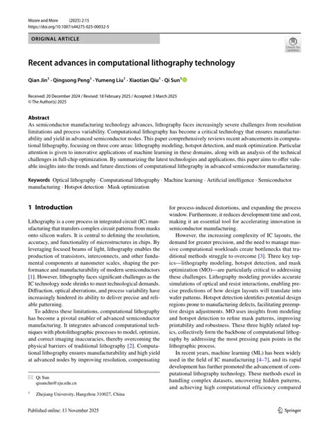 Recent advances in computational lithography technology - wintechmobiles.com