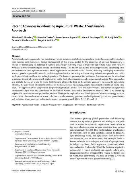 Recent Advances in Valorizing Agricultural Waste: A Sustainable ... - raincitystudios.com