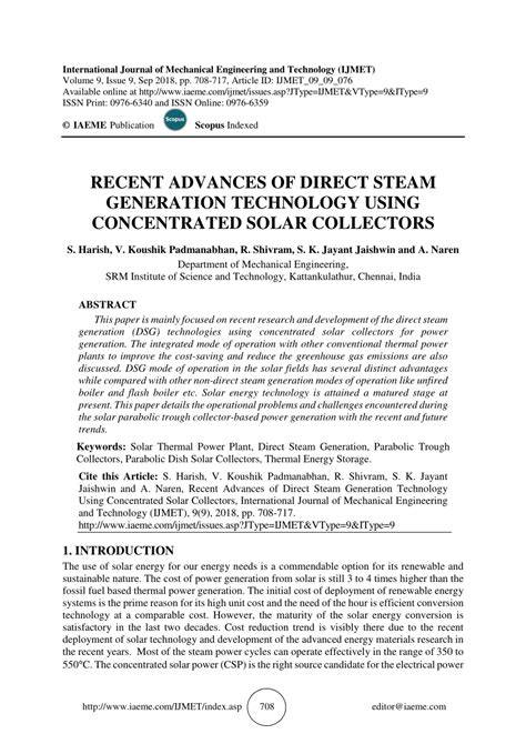 Recent advances of direct steam generation technology using ... - raincitystudios.com