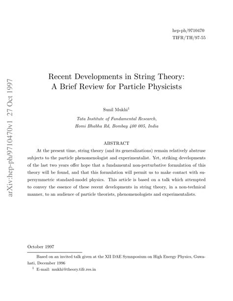 Recent Developments in String Theory - CERN - wintechmobiles.com