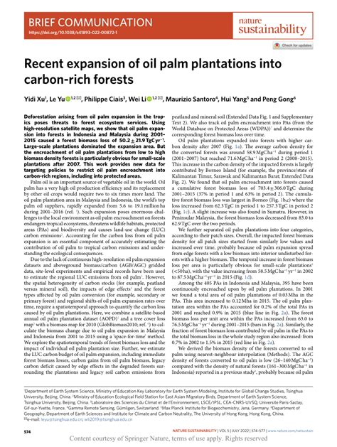 Recent expansion of oil palm plantations into carbon-rich forests - wintechmobiles.com