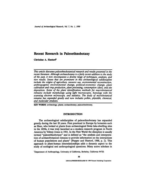 Recent Research in Paleoethnobotany - JSTOR - wintechmobiles.com
