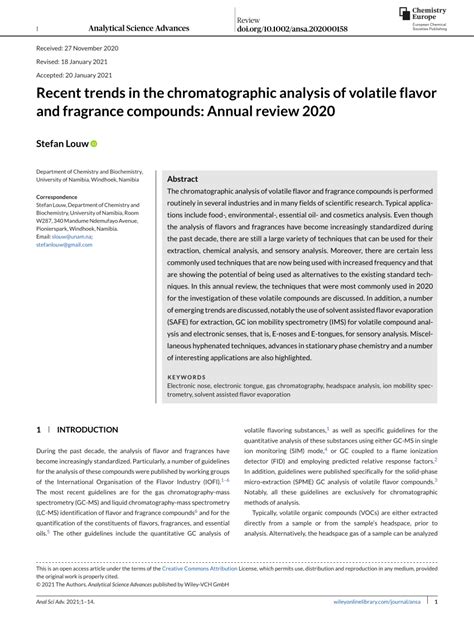 Recent trends in the chromatographic analysis of volatile flavor and ... - wintechmobiles.com