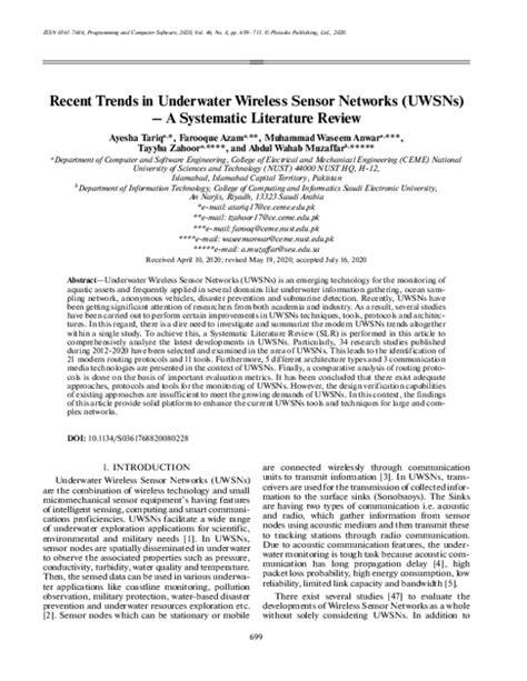 Recent Trends in Underwater Wireless Sensor Networks (UWSNs - raincitystudios.com