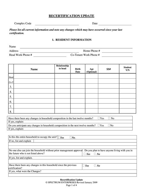 RECERTIFICATION UPDATE Spectrum Enterprises Fill and Sign Printable