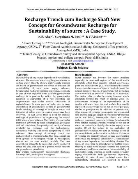 Recharge Trench cum Recharge Shaft New Concept for Groundwater Recharge ... - raincitystudios.com