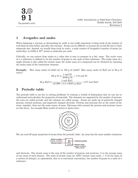 Recitation 2: Avogadro and Moles, Periodic Table, Isotopes, and ... - wintechmobiles.com