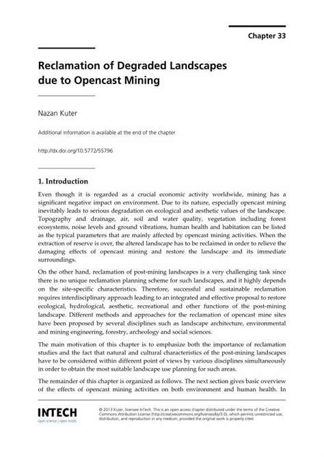 Reclamation of Degraded Landscapes due to Opencast … - raincitystudios.com
