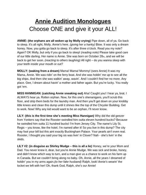 Recommended audition monologues - Flinders University - muktibox.com