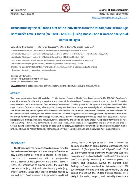 Reconstructing Bronze Age dietary habits utilising stable isotope ... - wintechmobiles.com