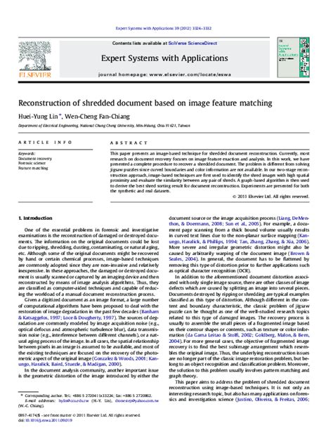 Reconstruction of shredded document based on image feature matching - muktibox.com