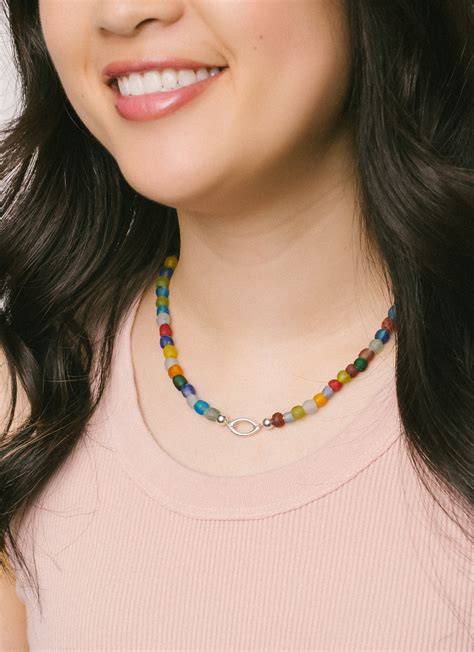 Recycled Glass Bead Necklace - Etsy - raincitystudios.com