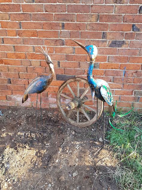 Recycled Handmade Steel Crane Garden/Art Sculpture - raincitystudios.com