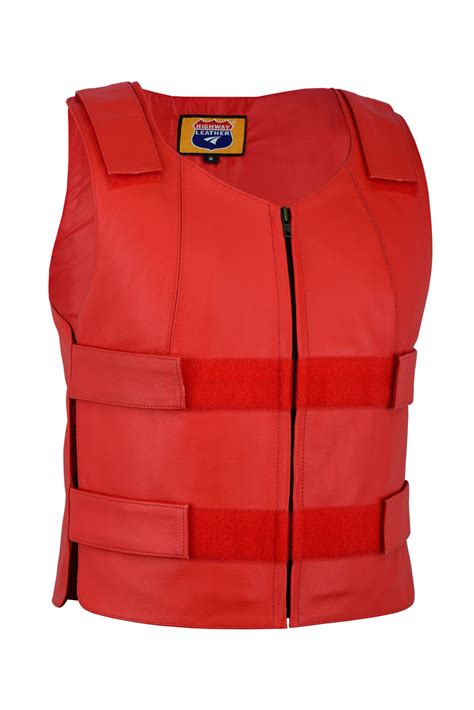 RED BULLET PROOF LEATHER VEST HighwayLeather