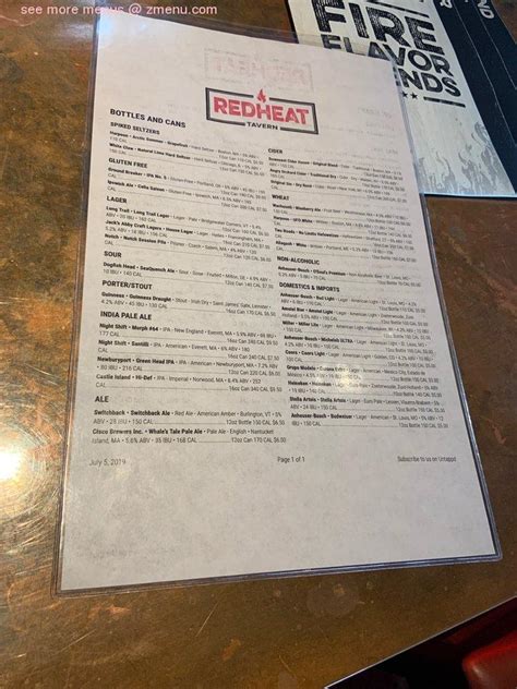 RED HEAT TAVERN, Westborough - Menu, Prices