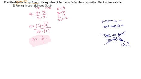 REDO 6 Find the slopeintercept form... Use function notation. YouTube