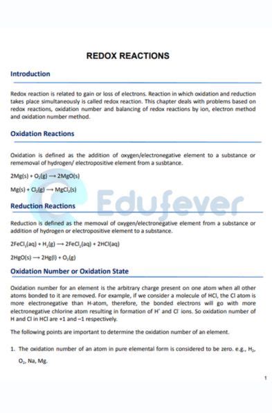 Redox Reactions: CBSE Class 11 Chemistry Revision Notes - wintechmobiles.com