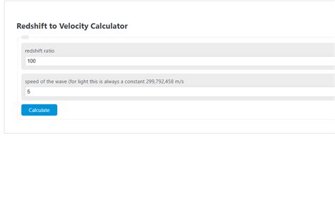 Redshift to Velocity Calculator - muktibox.com