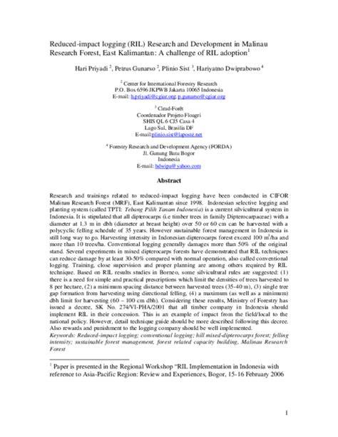 Reduced-impact logging (RIL) research and development in Malinau ... - raincitystudios.com