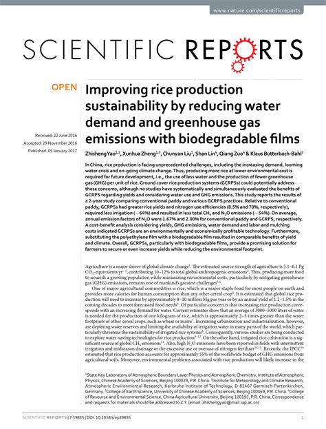 Reducing greenhouse gas emissions and improving rice yield: The ... - raincitystudios.com