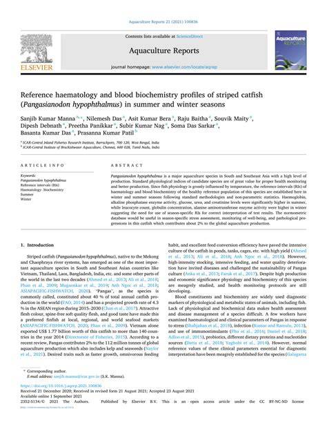 Reference haematology and blood biochemistry profiles of striped catfish ( - raincitystudios.com