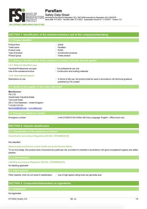 REGU®SEB Safety Data Sheet