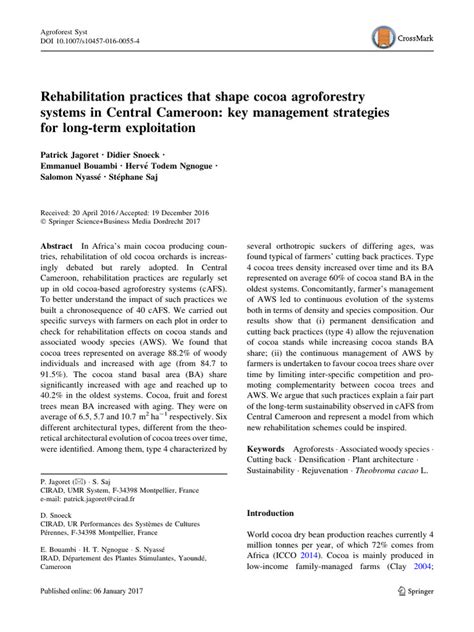 Rehabilitation and Renovation of Cocoa Agroforestry … - raincitystudios.com