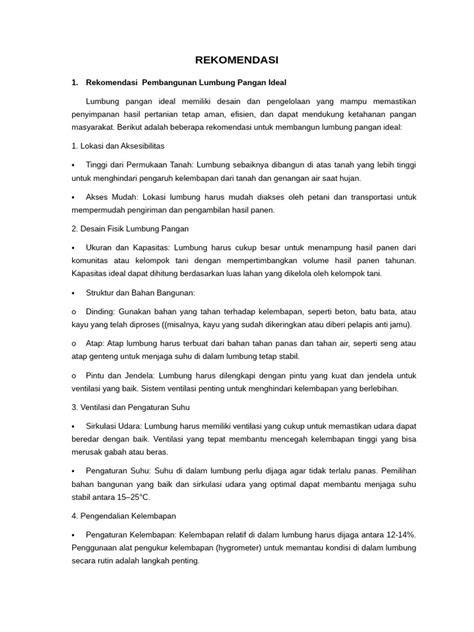Rekomendasi Lumbung Pangan Ideal | PDF - Scribd - raincitystudios.com