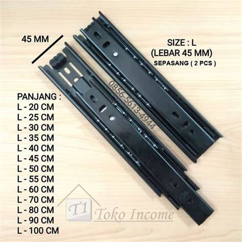 Rel Laci L - 20 cm Hitam / Ball Bearing Full Extention …