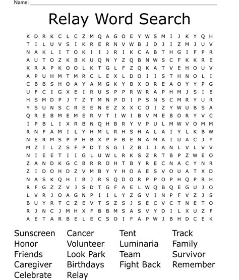 RELAYS Word Search WordMint