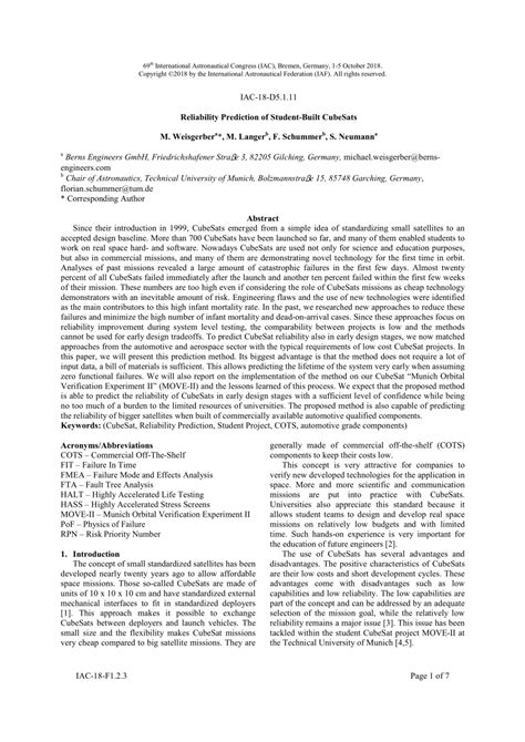Reliability Prediction of Student-Built CubeSats - wintechmobiles.com