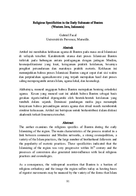 Religious Specificities of the Early Sultanate of Banten (Western Java ... - wintechmobiles.com