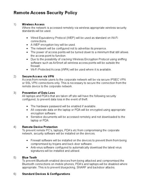 Remote Access Policy Template - Pilot - coolestguyplanet.net