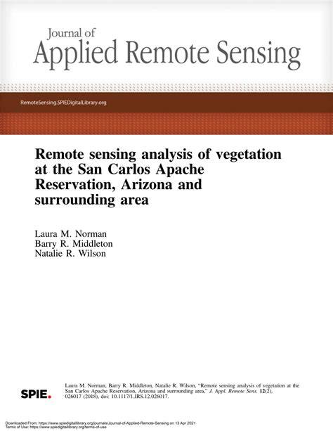 Remote sensing analysis of vegetation at the San Carlos Apache ... - raincitystudios.com