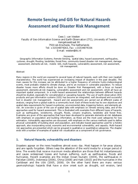 Remote Sensing and GIS for Natural Hazards Assessment and Disaster Risk ... - wintechmobiles.com